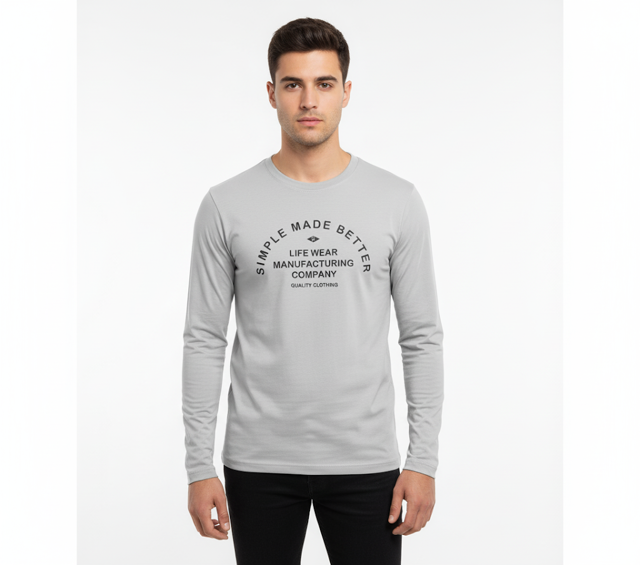 تیشرت آستین بلند مردانه نخ خالص وارداتی سایزبندی از اسمال تا ایکس لارج