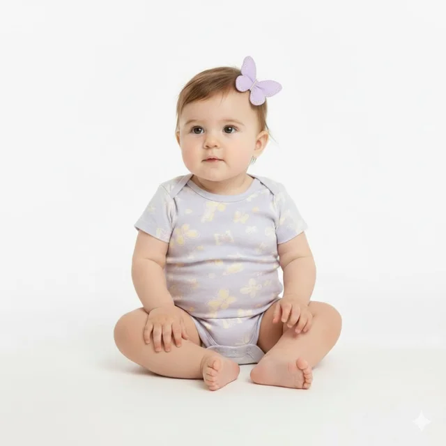 بادی نوزادی دخترانه استین کوتاه وارداتی برند Walmart اورجینال نخ پنبه  سایز بندی از 0 تا 3 سال